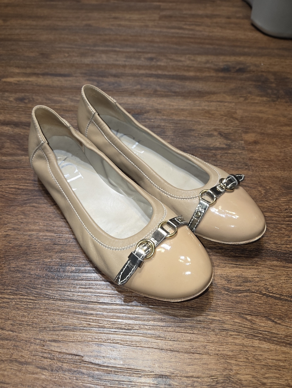AGL Tan Monika Cap Toe Ballet Flats Shoes 41 11